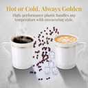 48 Pack Disposable Coffee Mugs with Handle, 8 OZ Heavyweight Gold Rimmed Tea Cups, Plastic Hot Cold Beverage Drinkware for Weddings Cafe Bridal Shower Engagement Party Camping Travel, White