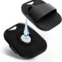Silicone Body Scrubber for Men Women, Friendly Shower Scrubber for Sensitive Skin, Silicone Loofah Body Scrubber for Showering with Richer Foam Bristles and Anti-Slippery Handle, Black