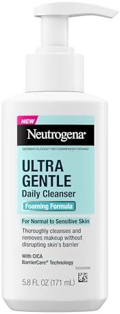 Neutrogena Ultra Gentle Foaming Facial Cleanser, Foaming Face Wash for Sensitive Skin, Gently Cleanses Away Dirt, Oil & Makeup Without Over Drying, Fragrance-Free, 5.8 fl. oz