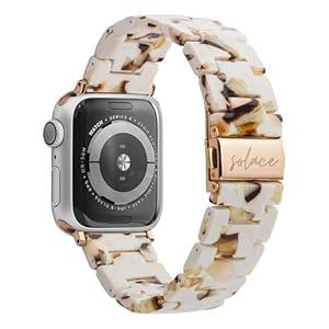 Solace Bands Lightweight Perma Watch Band - Universal Fit for Apple Watch Bands for Women and Men, iWatch Bands for 38mm 40mm 41mm 42mm 44mm 45mm 49mm Ultra, SE and Series Series 10 9 8 7 6 5 4 3 2 1 (Matte Solid) (38/40/41/42/44/45mm, Different Сolor – Beige with Brown)
