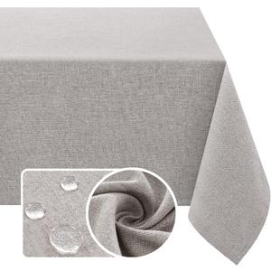 H.VERSAILTEX Linen Textured Tablecloth 60 x 120 Waterproof Decorative Table Cloth Spill-Proof Linen Look Cover for Party Table Extra Soft and Thick Fabric Wrinkle Free, Heather Taupe