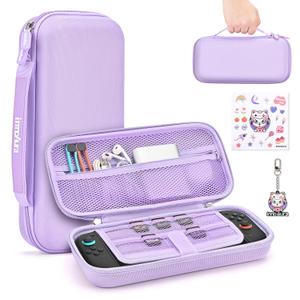 innoAura Switch 2 Carrying Case for NS Switch 2 (2025), with 9 Game Card Slots, Protective Travel Storage Case, Cute Pendant and Sticker, Purple