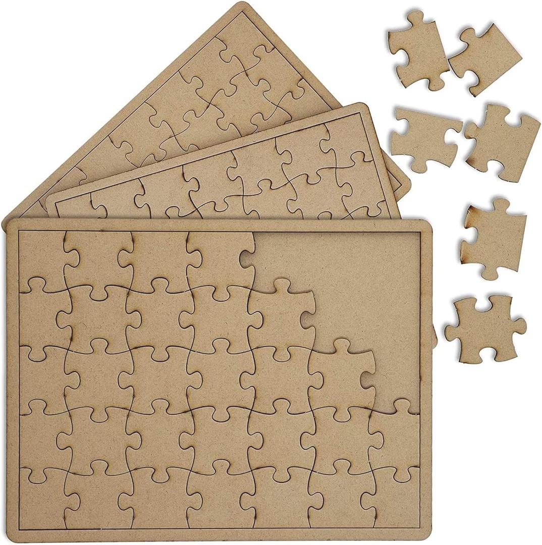 Bright Creations 3 Pack 10x7 inch Wooden Blank Jigsaw Puzzles to Draw On  Make Your Own Canvas for DIY Crafts, 35 Pieces