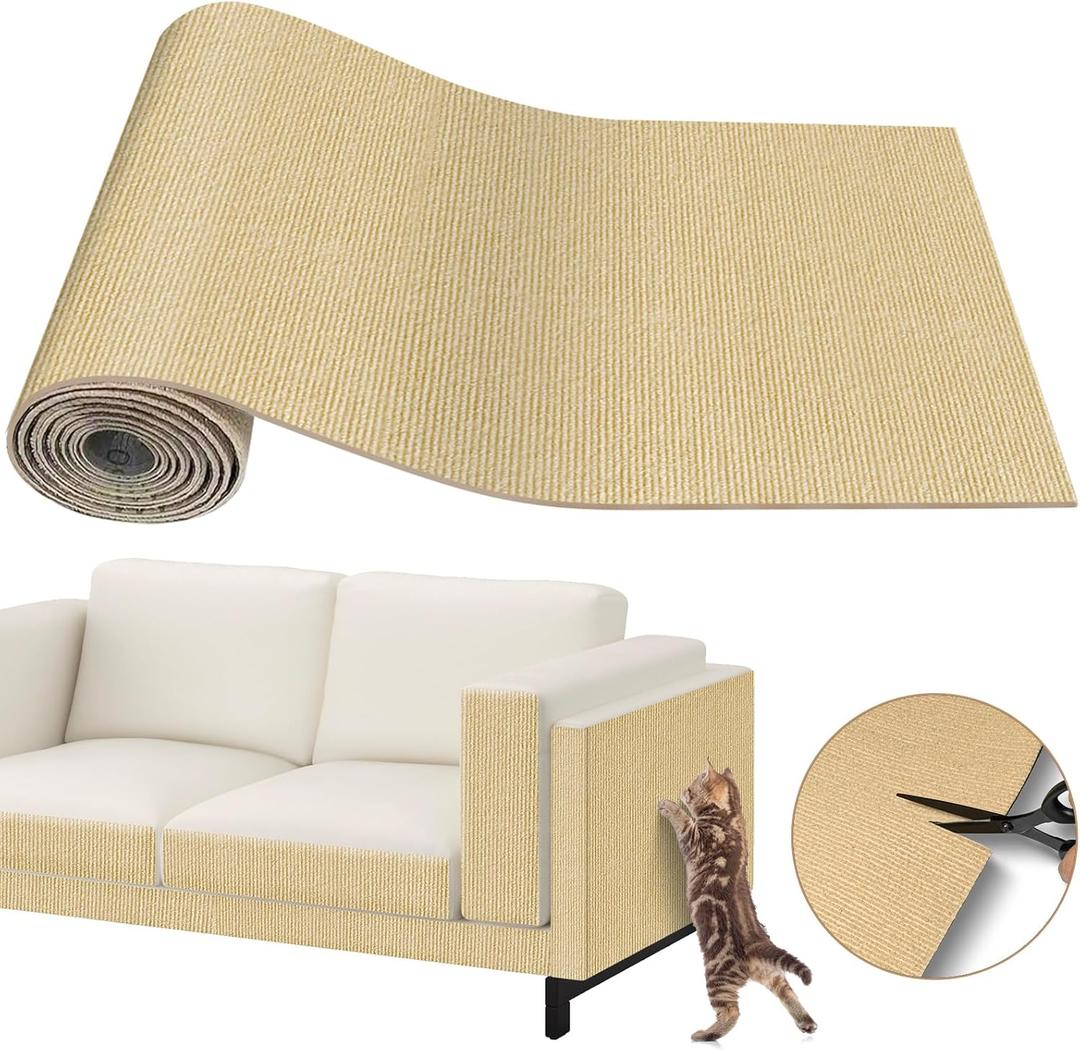 Cat Scratch Mat Furniture Protector 23.6"x11.8",Adhesive Cat Scratch Carpet Mat,Couch Protector from Cat Claws,Climbing Wall Scratcher for Indoor Cats,Trimmable Replacement for Cat Scratchers