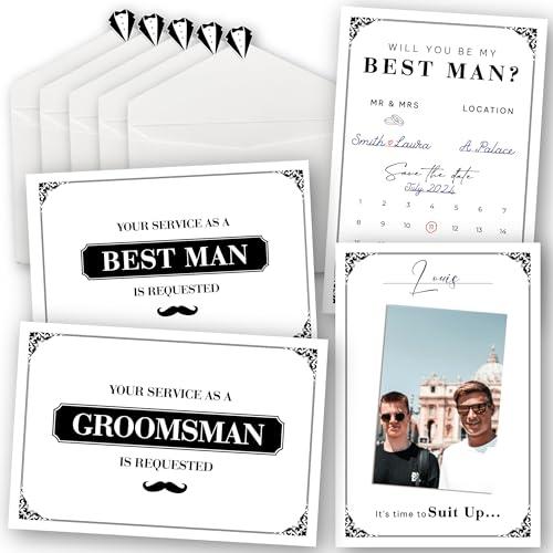 STOFINITY Groomsmen Proposal Gift - 8 Will You Be My Groomsman Cards, 2 Will You Be My Best Man Proposal Gifts, Asking Groomsmen Proposal Cards, Suit Up Groomsmen Cards Set