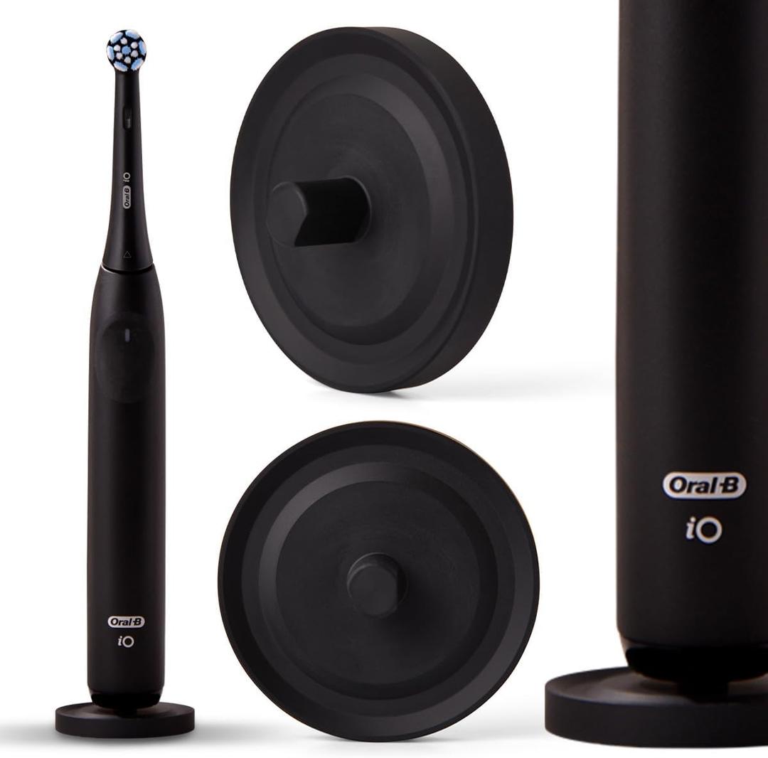 Black Oral-B Compatible Electric Toothbrush Holder for Bathroom, Aluminum Oral B Toothbrush Holder with Hygienic Drip Capture Stops Toppling with Metal Toothbrush Stand - Pack of 1