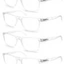 Large Reading Glasses Mens Oversized Wide Readers 4.00 Lightweight Clear Magnifying Cheaters for Men W/Big Head 4 Pack