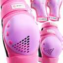 SKATEWIZ Skateboard Pads Protective Gear Set for Kids and Adults - Smash - Roller Skate Pads [6pc] with Wrist Guards - Skating Protective Gear - Roller Derby (Pink Purple)