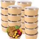 25 oz Disposable Kraft salad paper bowls with lids, Food containers Soup Bowls Party Supplies Treat Bowls 50 Pack
