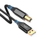 sweguard 20ft USB 2.0 USB-A to USB-B Cable - High Speed Nylon Braided Scanner/Printer Cord for HP, Canon, Dell, Epson, Brother, Lexmark, Xerox, Samsung & More - Black