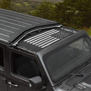Voodonala for Jeep JL Sunshade Sun Shade Bikini Top Sunblock Mesh Heat Shield Mesh for 2018-2025+ Jeep Wrangler JL JLU 2/4 Door & 2020-2025 Gladiator JT, Block Heat Block UV Rays Flag (black)