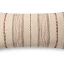 Loloi Ivory/Multi 12'' x 27'' Cover w/Down Pillow | PLL0157 Approx. 12"x27" Ivory / White, Farmhouse, Coastal, Neutral, Pillow