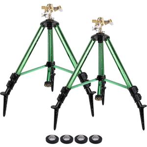 Sprinklers for Yard,Heavy-Duty Impact Sprinkler on Ground Plug Tripod Base, 360 Degree, 0-43 Feet Large Area Coverage Yard Sprinklers, Adjustable Height 16-37 Water Sprinkler for Lawn 2 Pack
