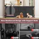 Reinforced 41 Inch Extra Tall Retractable Baby Gates 80" Wide Retractable Dog Gate with Support Rods – Prevents Crawling Under, Indoor Long Baby Gate Retractable Gate Outdoor Extra Tall Dog Gate/Black
