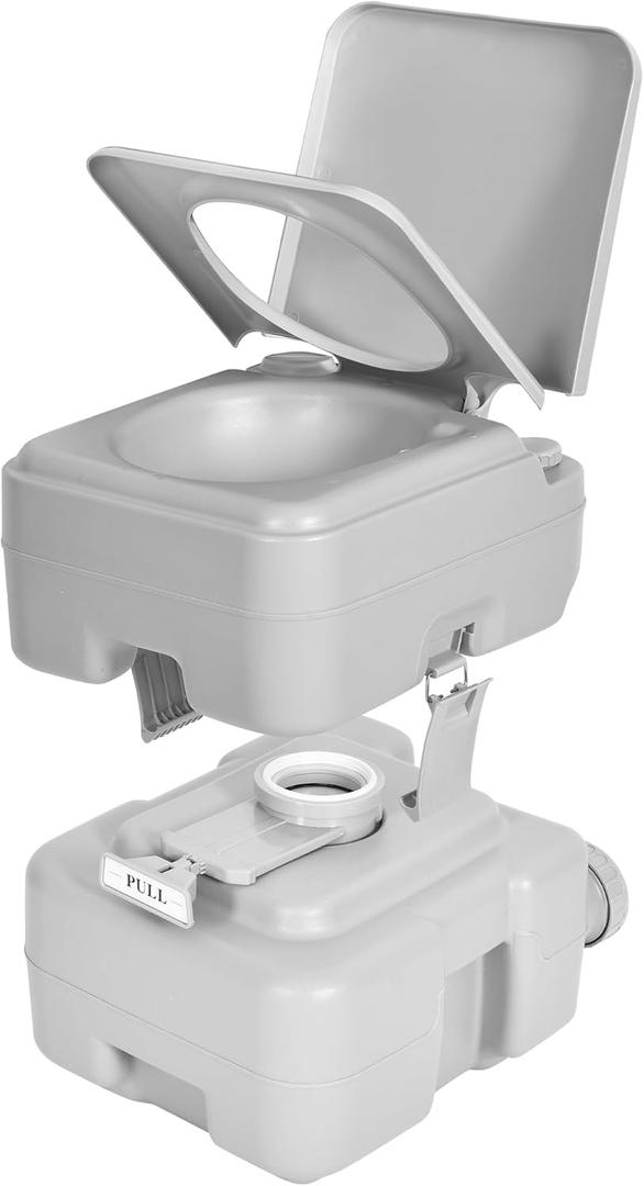 YITAHOME Portable Toilet 5.8 Gallon, Travel RV Porta Potty with T-Type Water Outlets, Anti-LeakPress Water Pump for Camping, Boating, Hiking, Truck Travel, Trips