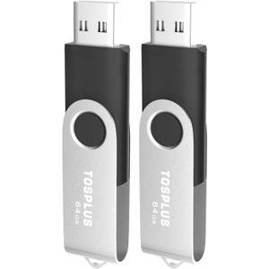 USB 2.0 Flash Drive 64GB Thumb Drives Memory Stick Jump Drive Zip Drive 2Pack 64GB Black