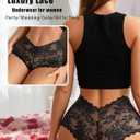 FINETOO 5 Pack Sexy Lingerie Panties for Women Pack V-Waist Lace Womens Underwear French Cut Boyshorts Panty (Black, M)