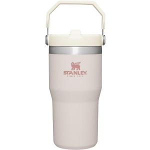 Stanley IceFlow Flip Straw Tumbler with Handle 20 oz | Twist On Lid and Flip Up Straw | Leak Resistant Water Bottle | Insulated Stainless Steel |BPA-Free | Rose Quartz