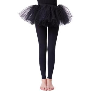 Frola Girls' Opaque Footless Tights Ultra Soft Solid Colored Dance Tights Age 2-13 (6-8 Years, Black)
