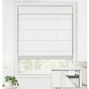 LazBlinds No Drill Roman Shades, Light Filtering, 34.5"W x 48"H, Off White