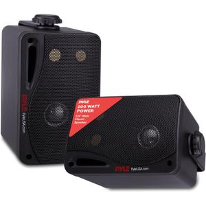 Pyle Outdoor Waterproof Wireless Bluetooth Speaker - 3.5 Inch Pair 3-Way Active Passive Weatherproof Wall, Ceiling Mount Dual Speakers System w/Heavy Duty Grill, Patio, Indoor Use PDWR42BBT (Black)