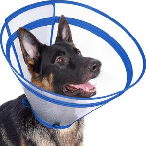 Dog Cone to Stop Licking, Clear Recovery Collar with Detachable Zipper, Sturdy Elizabethan Collar for Large Medium Small Dogs, Soft Adjustable Cone After Surgery Patented, Blue XL