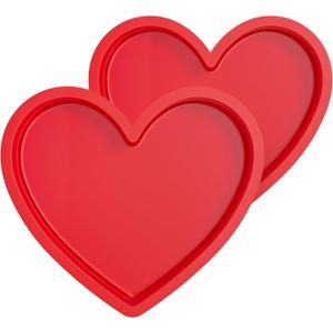 8 Inch Silicone Heart Shaped Cake Pans Small Heart Cake Pan Set Nonstick Silicone Heart Molds for Baking (2 Pcs, Red)