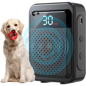 Anti-Barking Device for Dogs, Bark Control, Anti Barking Device for Dogs 3 Modes Rechargeable 30 Ft Range Barking Stopper for Small to Large Dogs Training (Pale Black)