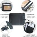 Boshiho Saffiano Leather Credit Card Holder Coin Change Purse with Key Ring Keychain