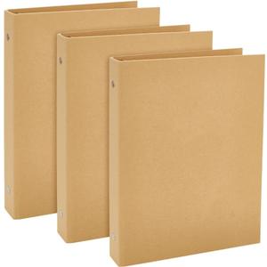 WEBEEDY 3 Pcs A5 Kraft Paper Hardcover 6 Ring Binders, Refillable Planner Journal Notebook Cover Protector for A5 Inserted Sheets Office Meeting Travel Stationery Supplies,6.7 x 9.1 inch / 17 x 23 cm