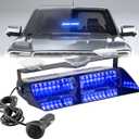 Blue LED Dash Police Emergency Strobe Light Bar, Windshield Visor Firefighter Flashing Safety Warning Lights for Trucks, Vehicles, Car