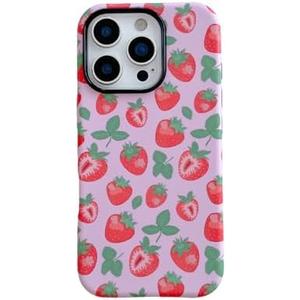 Cute Strawberry Phone Case Compatible with iPhone 16 Pro Max,Aesthetic Trendy Unique Summer Fresh Fruit Design Pretty Chic Hybrid 2-Layer Protective Girly Cover for iPhone 16promax 6.9inch