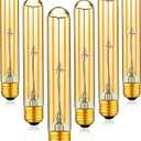 T10 Dimmable LED Tubular Bulb, Amber Long Tube Edison Light Retro Bulb, 6W, 60W Equivalent, Warm White 2700K, E26 Medium Base, Pendant Lighting Wall Sconces,Vanity 6 Pack