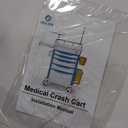 Medical Rolling Storage Crash Cart with Wheels - Adjustable IV Pole, Silent Casters, Needle Disposal Holder, Trash Bin, O2 Holder - Nursing Emergency Cart for Clinic, Hospital, Salon, Lab (24.619.137.1 inches, White&blue)