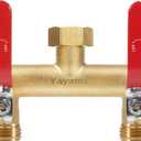 Garden Hose Splitter, 3/4 Rust and Freeze Resistant Outdoor Hose Manifold with 2 green Extra Long Handles Faucet Adapter-Heavy Duty Brass 2-Way Valve