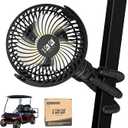 10L0L Golf Cart Fan - Universal Mount, 8000mAh Battery, 3-Speed Fan, LED Light, 56-Hour Runtime, Reverse Charging Function for Yamaha EZGO Club Car Golf Cart, Black