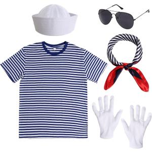 Tayfremn Sailor Costume for Men Women Sailor Accessories Halloween Outfit Captain Costume for Party Adults (Large)