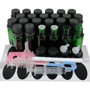 15ml (1/2 oz) Essential Oil Dropper Glass Bottle. Refillable Sample Bottles Vials With Orifice Reducer Dropper And Cap For Perfume And Aromatherapy Oils -24Pack (Green)