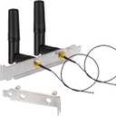 Eightwood M.2 WiFi Card Antenna 2.4GHz 5GHz Small WiFi Antenna + RP-SMA Cable 10in + Computer Slot Bracket for M.2 NGFF Network Card PC Desktop Computer