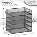 Letter Tray Paper Organizer 5-Tier Desk Organizer File Organizer Paper Holder with Handle, Metal Desktop Document Shelf Tray Office Classroom Organization - Black