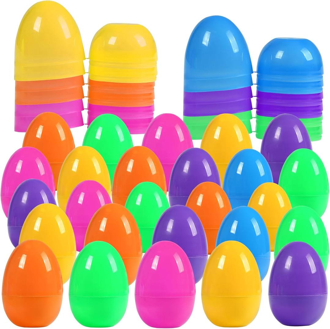 30Pcs Fillable Easter Eggs, 2.36'' Plastic Bright Easter Eggs Empty Bulk Assortment, Perfect for Easter Egg Hunt/Surprise Egg