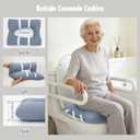 Bedside commode cushion, Machine washable padded toilet seat cushion, soft padded toilet seat riser for seniors, portable commode pads for adult, 17" x 14" with 4 Fixing Straps, Blue
