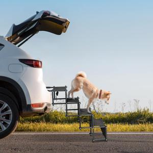 YYW Foldable Dog Stairs for Car, Portable Dog Ramps with Non-Slip Surface, Lightweight Pet Steps for Large Dogs Support Up to 180 Lbs Fits Cars, Trucks, SUVs