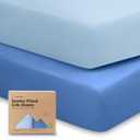KeaBabies 2-Pack Organic Crib Sheets for Boys, Girls - 52x28 Fitted Crib Mattress Sheet Neutral, Breathable Jersey Cotton Cover for Baby Bed, Toddler Mattress, Soft & Cute Prints (Cornflower)