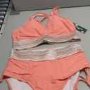 Blooming Jelly Women High Waisted Bikini Sets Tummy Control Swimsuits Color Block Two Piece Drawstring Bathing Suit Large