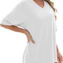 Kinglaman 4 Pack Oversized TShirts for Women, Short Sleeve Drop shoulders Plus Size Baggy Dry Fit T Shirts Tops Tees (L)