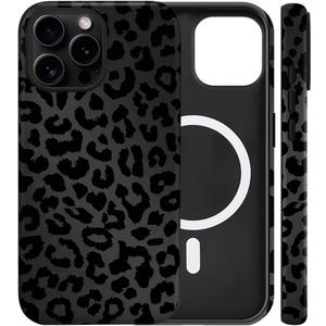 Magnetic for iPhone 13 Pro Case Cute Black Leopard Phone Case, Shockproof Slim TPU and Hard PC Protective Phone Cover Compatible with MagSafe Designed for Women Girls