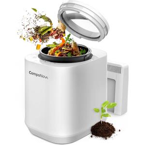4L COMPONOVA Electric Composter for Kitchen, Countertop Compost Bin, Smart Mill Composter Home Indoor Fertilizer Machine Odorless, Turn Waste to Pre-Compost for Plants (White)