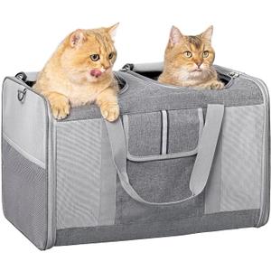 Large Cat Carrier for 2 Cats, 21.7X 13.8X 13.8in Pet Carrier for Cat and Dog Up to 38lbs, All-Sided Mesh Cat Carriers with Great Ventilation, Portable Soft Sided Pet Carriers for Traveling