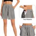 Women's Lounge Athletic Shorts with Pockets, 6.1" Sweat Shorts Women, Summer Casual Elastic Walking Running Shorts (Gray, XL)